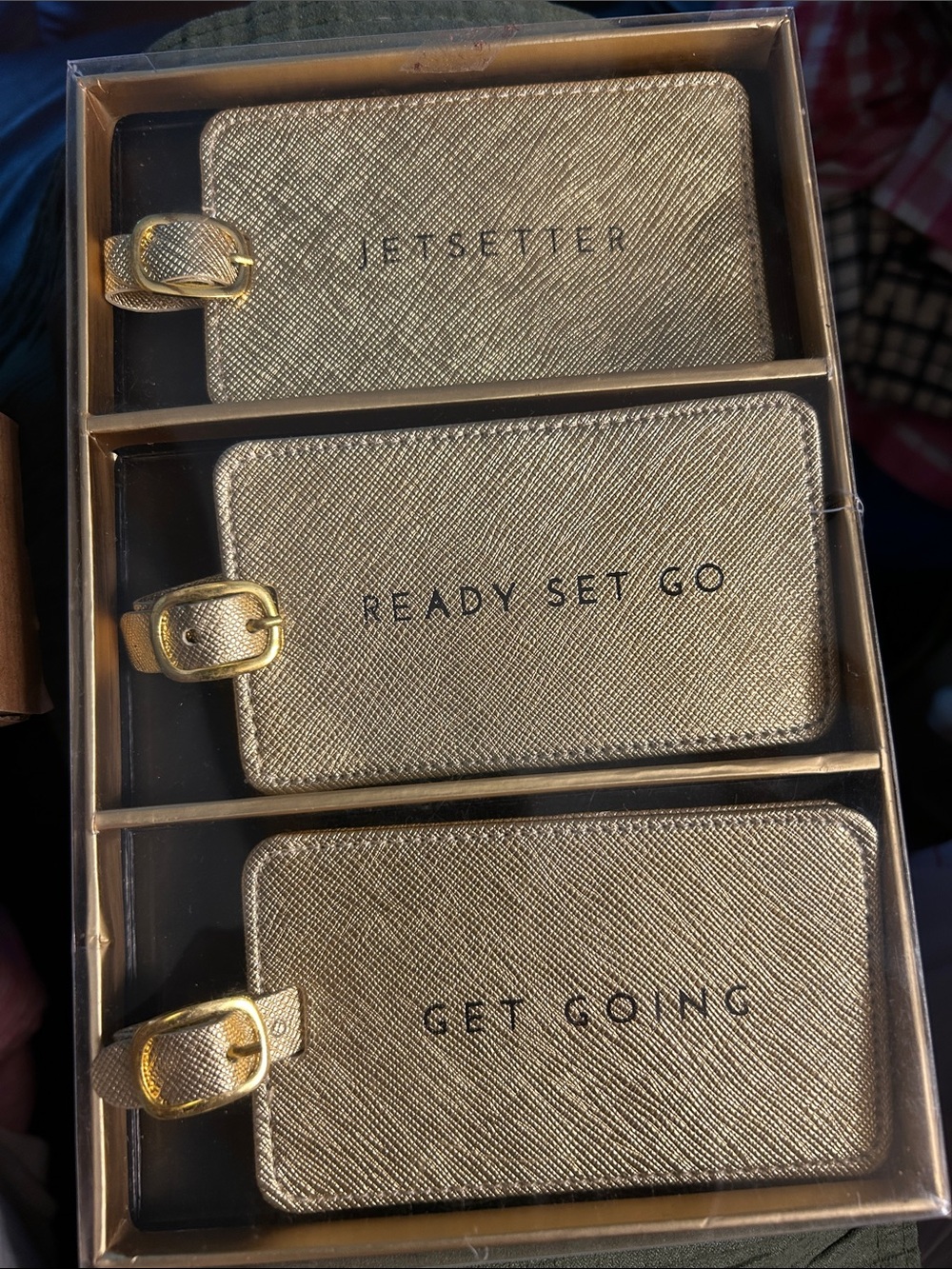 Elegant Gold-Tone Luggage Gift Set of 3. New in Gift Box.